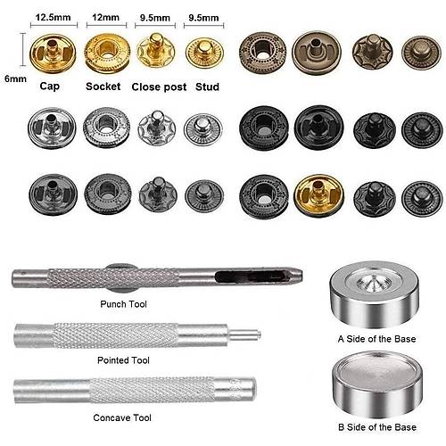 120 Set Kark Renkli 12.5 MM Metal t t ve Saklama Kutusu