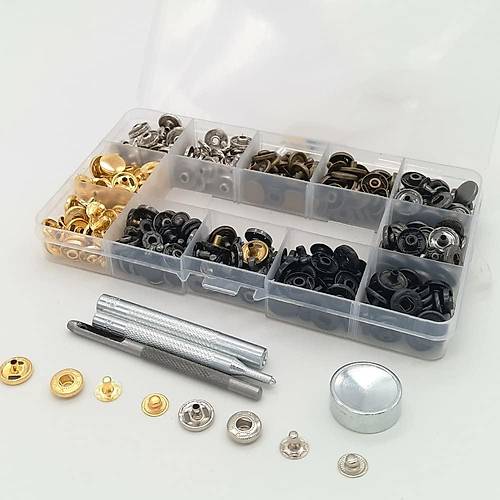 120 Set Kark Renkli 12.5 MM Metal t t ve Saklama Kutusu
