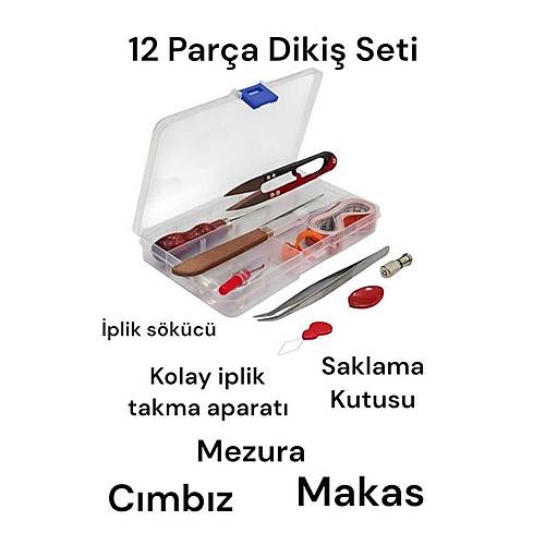 Diki� Nak�� Seti Saklama Kutulu Makas Mezura C�mb�z �plik S�k�c� �plik Takma Aparat� 12 Par�a