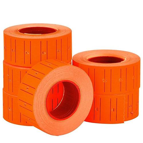 Motex Fiyat Etiketleme Makinas Krmz Floresan Renk Etiketi Metosu ( 24 Rulo ) (21mmx12mm)