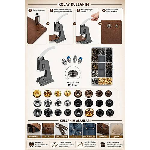 Portatif K���k Tulumba El Presi � 120 Adet 12,5 mm Kar���k Metal ��t ��t Delme ve �ak�m Seti