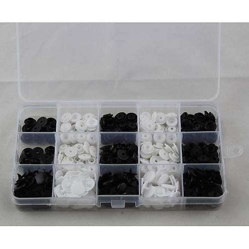 100 Set Plastik Siyah Beyaz Renk t t Dmesi ve effaf Saklama Kab