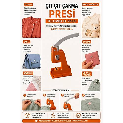 Portatif K���k Tulumba El Presi - 100 Adet Renkli 12,5 mm Plastik ��t��t ve Kal�p �ak�m Seti