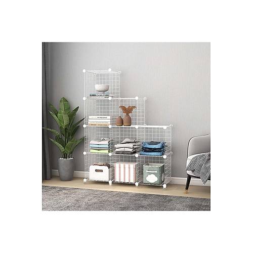 6 Blmeli Beyaz Portatif ok Amal Metal Tel Dolap Raf Kitaplk Organizer