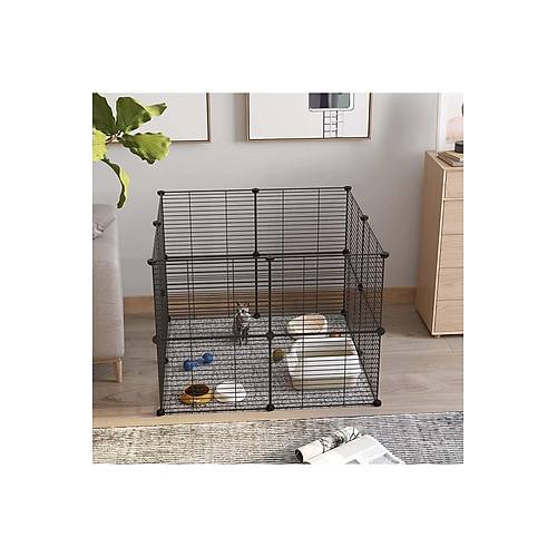 16 Panel Evcil Kk Hayvan Kedi Kpek Ku Evi Kafesi Oyun Park Portatif Tanabilir Metal Tel