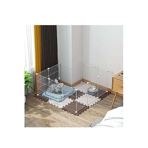 Hodbehod 12 Panel Metal Beyaz Renk Evcil Kk Hayvan Kedi Kpek Ku Evi Kafesi Oyun Park