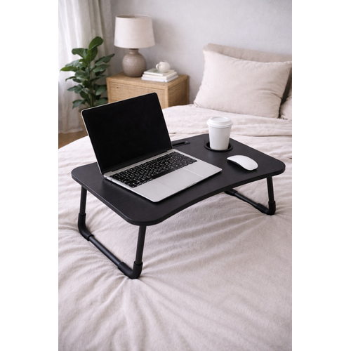 Yatak Koltuk �st� Laptop Tablet Sehpas� Katlan�r Siyah Ayakl� �al��ma Kahvalt� Masas�