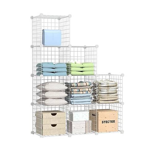 6 Blmeli Beyaz Portatif ok Amal Metal Tel Dolap Raf Kitaplk Organizer