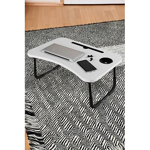 Tanabilir Katlanr Koltuk Yatak st Laptop Tablet alma Masas ve Kahvalt Sehpas Beyaz