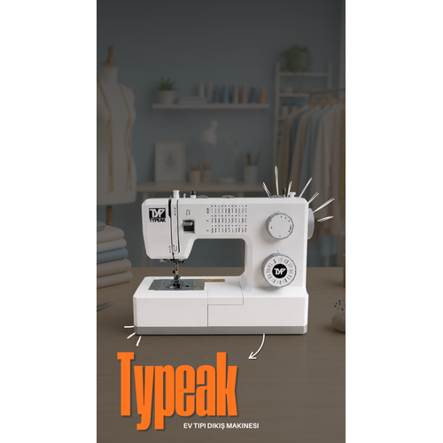 Typeak 34 Desenli Ev Tipi Diki� Makinas� D�z Diki� Zigzag Dekoratif Diki� Ayak ve �p Setli