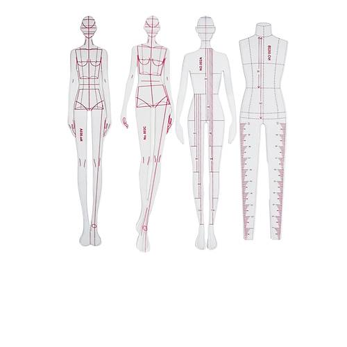 7�li Mini Moda Cetveli Seti � Kuma� Tasar�m�, Konfeksiyon ve Prototip �izim �ablonu