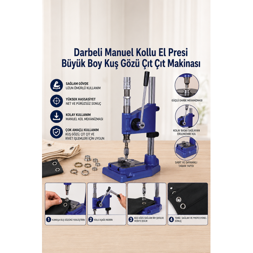 Pileli Perde ve Sineklik Sistemleri ��in Delici Makine ve Darbeli �akma El Presi 2�li Set