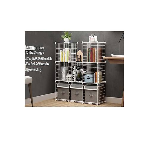 6 Blmeli Beyaz Portatif ok Amal Metal Tel Dolap Raf Kitaplk Organizer