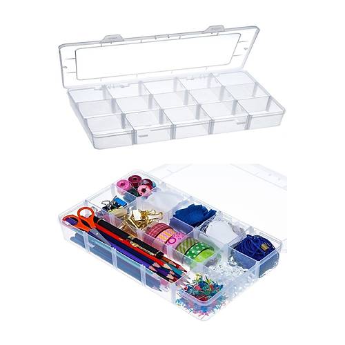 15 Blmeli Ayarlanabilir Organizer Plastik Kutu