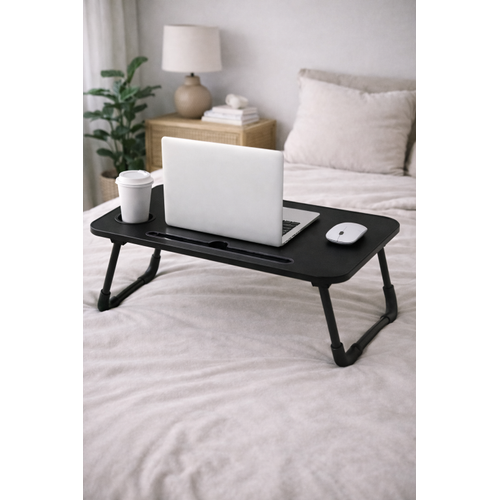 Yatak Koltuk �st� Laptop Tablet Sehpas� Katlan�r Siyah Ayakl� �al��ma Kahvalt� Masas�