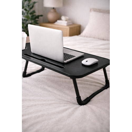 Yatak Koltuk �st� Laptop Tablet Sehpas� Katlan�r Siyah Ayakl� �al��ma Kahvalt� Masas�