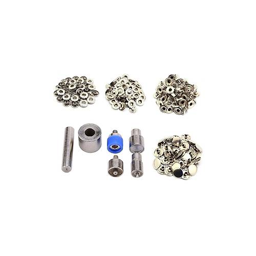100 Set Paslanmaz 12.5mm Metal t t ve Manuel akm Kiti Saklama Kutulu