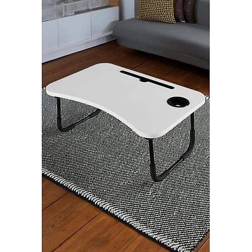 Tanabilir Katlanr Koltuk Yatak st Laptop Tablet alma Masas ve Kahvalt Sehpas Beyaz