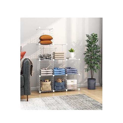 6 Blmeli Beyaz Portatif ok Amal Metal Tel Dolap Raf Kitaplk Organizer