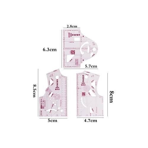 7�li Mini Moda Cetveli Seti � Kuma� Tasar�m�, Konfeksiyon ve Prototip �izim �ablonu