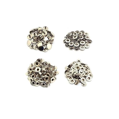 100 Set Paslanmaz 12.5mm Metal t t ve Manuel akm Kiti Saklama Kutulu