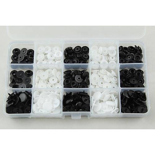 100 Set Plastik Siyah Beyaz Renk t t Dmesi ve effaf Saklama Kab