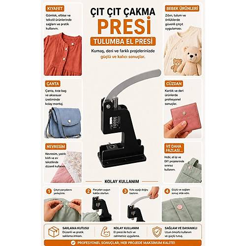 Portatif K���k Tulumba El Presi - 150 Adet Kapakl� 12,5 mm Metal ��t��t ve Kal�p �ak�m Seti