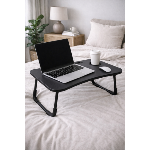 Yatak Koltuk �st� Laptop Tablet Sehpas� Katlan�r Siyah Ayakl� �al��ma Kahvalt� Masas�
