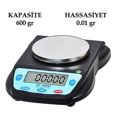 SF400D 600gr Kapasite 0.01gr Hassasiyet Dijital Gstergeli Elektronik Terazi Tart