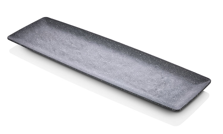 Gri Royal Sunum Tepsisi, Gri Taş Desenli Pastane Sunum Tepsisi, 53x16 cm