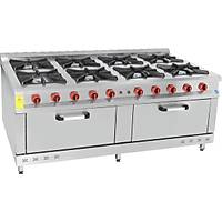 Himaksan 8 ocakl� 2 f�r�nl� kuzine, gazmer onayl� gazl� lpgli ce belgeli