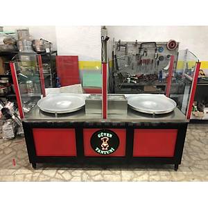 Tantuni tezgah� - k�rm�z� mobilyal�, 2 adet tantuni tepsisi