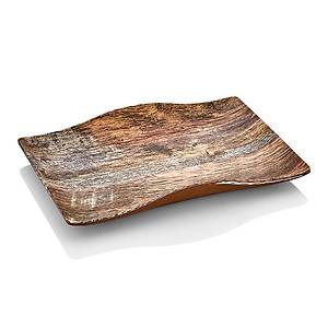 Ah�ap Desenli Dikd�rtgen Sunum Tepsi, Pastane Sunum Tepsi D788a