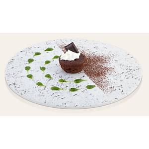 Pano Mat Ta� Desenli Yuvarlak Sunum Tepsi, Pastane Sunum Tepsi 33cm �ap D731