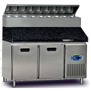 Dampak Granit Tablal� Pizza Haz�rl�k Buzdolab�, Y�ksek Model, 3 Kap�l�