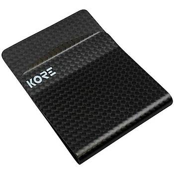 KORE �nce Taktikal C�zdan + Carbon Fiber Para Klipsi, Siyah