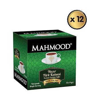 Mahmood Coffee ekerli Hazr Trk Kahvesi 12 Adet X 9 Gr 1 Koli 12 Paket