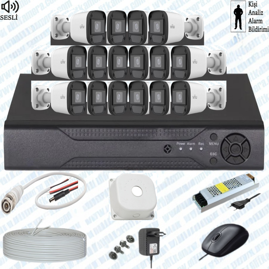 UNV  ( Sesli ) 16 Kameralı Full Paket Güvenlik Seti Sistemi