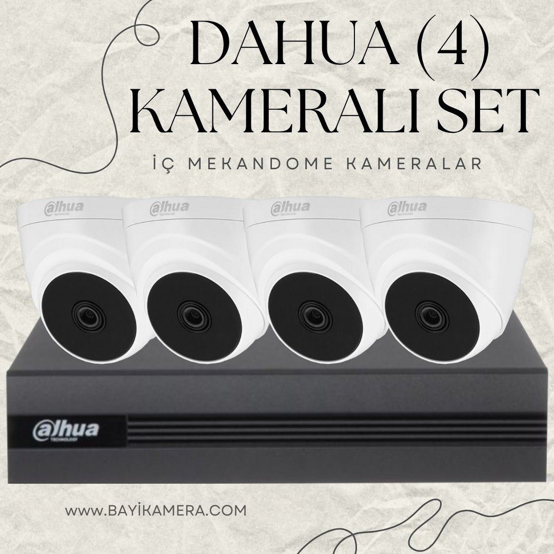 DAHUA  4 Kameralı Dome Full Paket Güvenlik Seti Sistemi