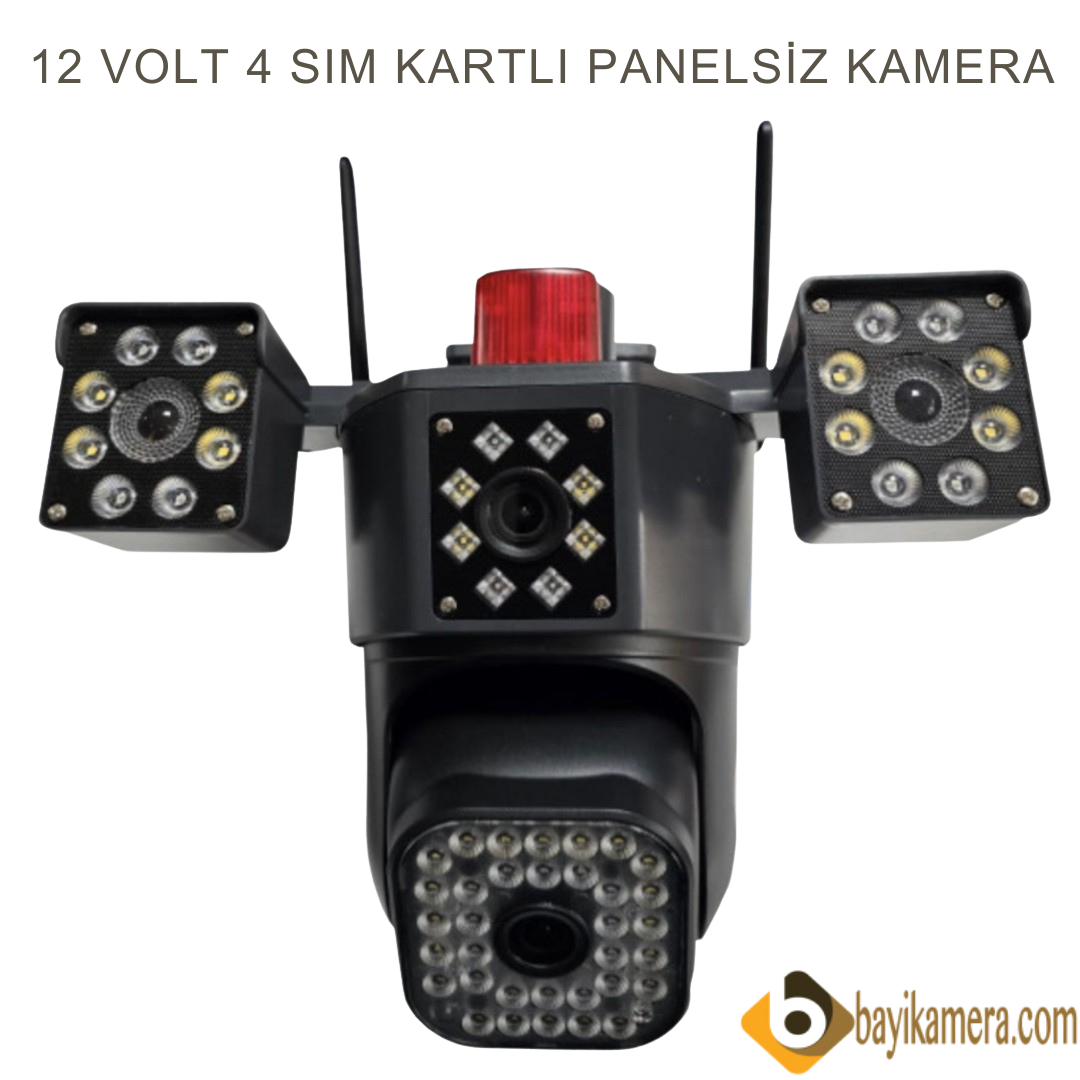 BYCAM 4G 12 VOLT 2 Kameralı 4G Sim Kartlı Kamera ( Panelsiz ) Gece Renkli