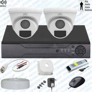 UNV  ( Sesli )  2 Kameral� Full Paket G�venlik Seti Sistemi