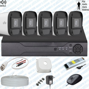 UNV  ( Sesli )  5 Kameral� Full Paket G�venlik Seti Sistemi