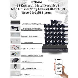 BYCAM 32 Kameral� Metal Kasa 5 Mega Piksel Sony Lensli 4K Ultra HD G�venlik Sistemi