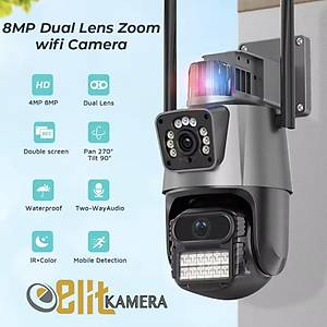8MP 4K IP Kamera �ift Lens �ift Ekran PTZ Wifi Kamera A��k Su Ge�irmez G�venlik Video G�zetleme Kameras� Polis I���� Alarm�