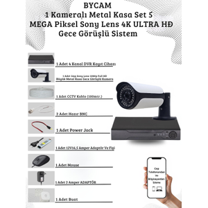 BYCAM 5.0 Megapixel 4K Sistem  ( 1 ) Kameral� 9272 Full Paket G�venlik Sistemi