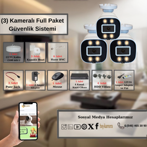 BYCAM Zbr Geceg�r��� Renkli 5.0 Megapixel Lensli ( 3 ) Kameral� 1080p Full Hd Set