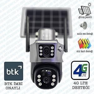 BYCAM 3505  G�ne� panelli ve sim kartl� 360 Derece �ift Kameral�  Speddome Kamera Geceg�r��l� Su Ge�irmez