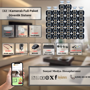 BYCAM 32 Kameral� Gece Renkli 5 Mega Piksel Sony Lensli 1080P Full HD G�venlik Sistemi