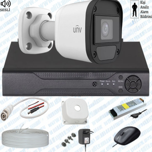 UNV  ( Sesli )  1 Kameral� Full Paket G�venlik Seti Sistemi 500 Gb Hdd Dahil