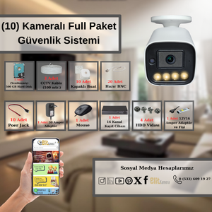 BYCAM Zbr Geceg�r��� Renkli 5.0 Megapixel Lensli ( 10 ) Kameral� 1080p Full Hd Set